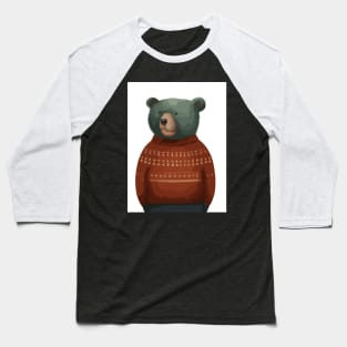 Bear in Winter Pullover Baseball T-Shirt